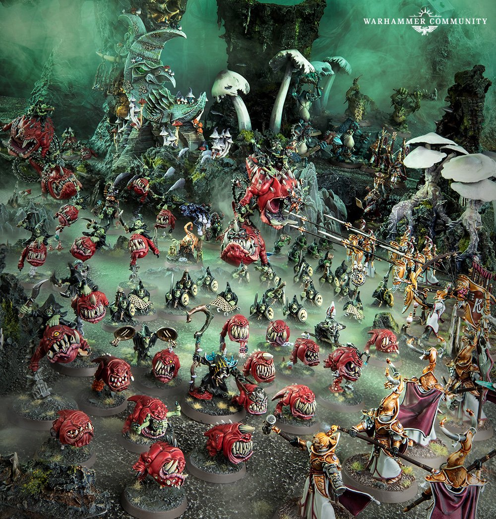 An image of the Gloomspite Gitz army in full array